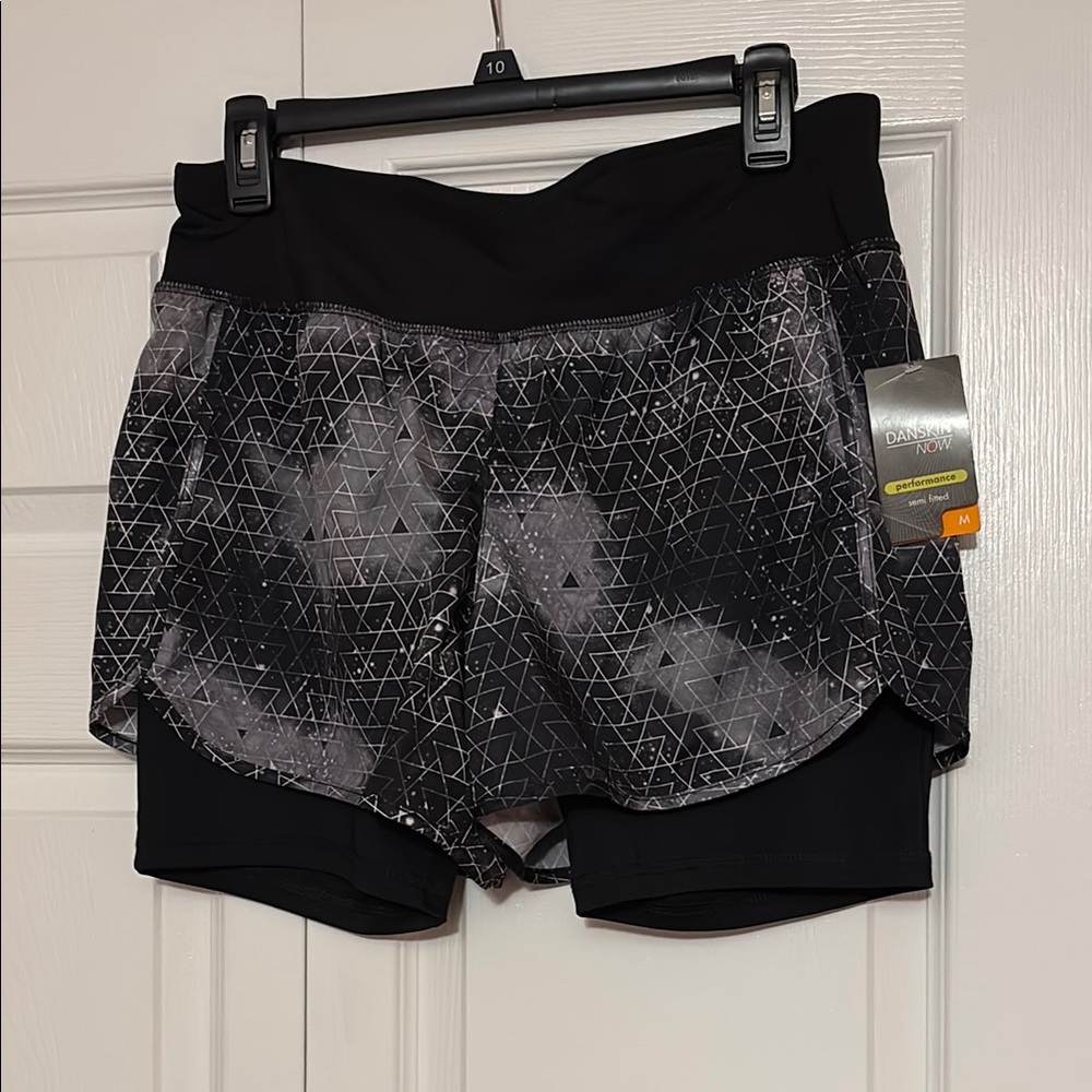 Danskin Black and Gray Athletic Shorts with Compression Layer